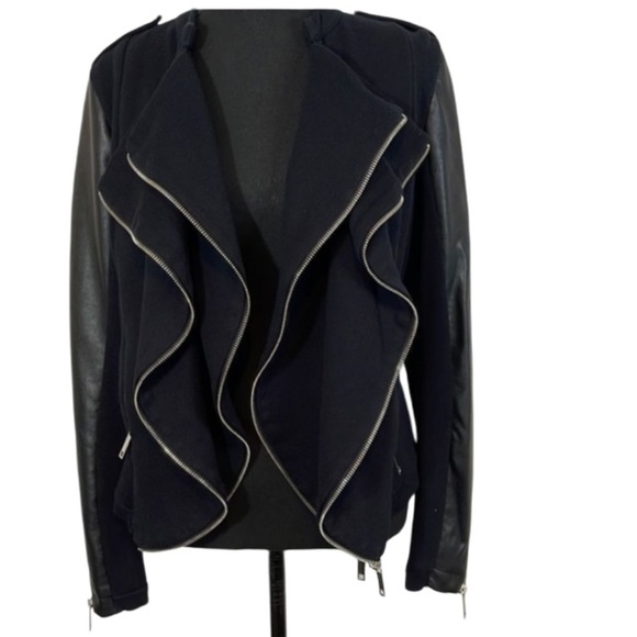 NEW Macy’s INC International Concept Knit
Moto Faux Leather Double Zipper Jacket - Picture 3 of 10